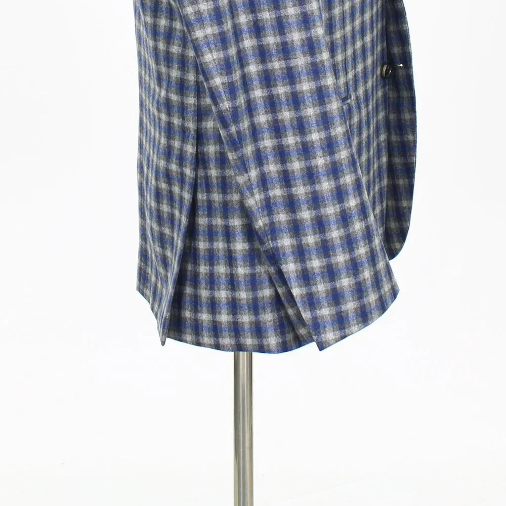 Caruso 42R Blue/Gray Check 3-Button Sport Coat Blazer Jacket T571 - Picture 6 of 11